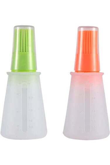 SOWUGI Kitchen Tools Silicone Rubber Oil Dispenser Bottle Brush with Basting Flapjack 2 Pcs