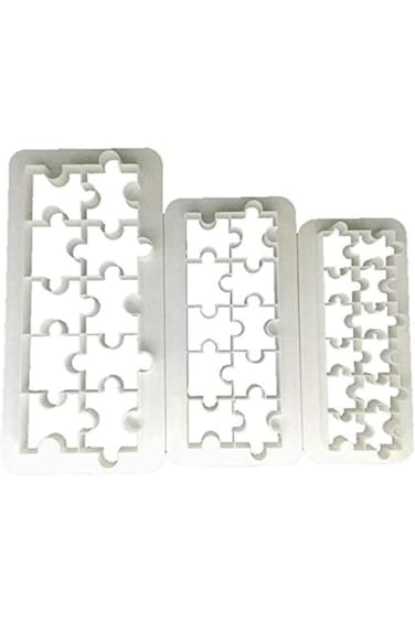 Puzzle Shape DIY Cookie Cutter Cake (White, 3 Pieces)