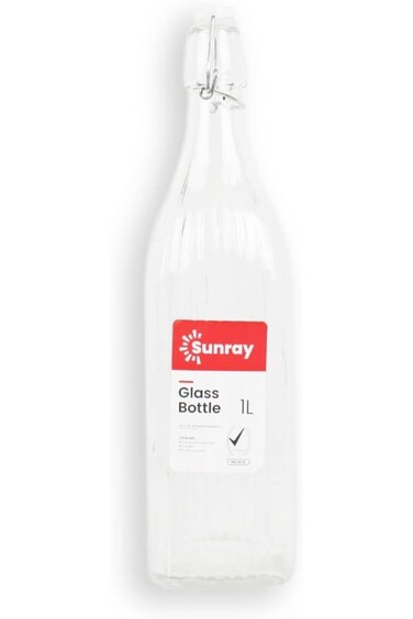 زجاجة مربعة مخططة من صن راي مع مشبك سعة 1000 مل