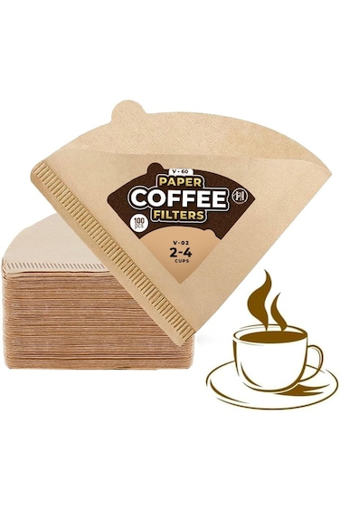 Shopnic 100Pcs Coffee Filters V60, 2-4 Cups Natural Unbleached Coffee Filter Paper, Cone Shaped Pap