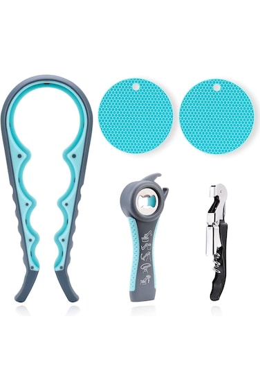 طقم فتاحة زجاجات الجرار، فتاحة برطمانات مضادة للانزلاق لأيدي مرضى التهاب المفاصل بسهولة لكبار السن والأشخاص ذوي الإعاقة