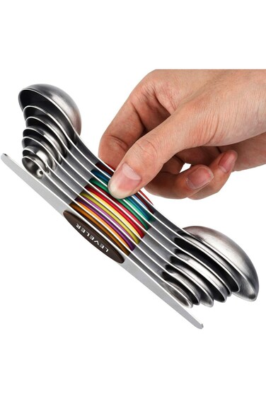 مجموعة ملاعق القياس المغناطيسية ALMEKAQUZ مع مغناطيسات قوية N45، مصنوعة من الفولاذ المقاوم للصدأ عالي التحمل،