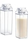 Lenamos 2 Pcs 17OZ/500ml Each Carton Water Bottle Clear Square Milk Bottles Plastic Coffee Milk Car