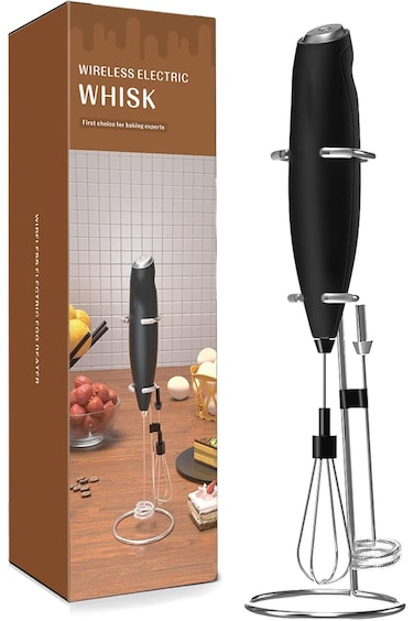 KOWVOWZ Milk Frother, Powerful Electric Handheld Frother, Milk Frother &amp; Egg Beater with Stand Wire