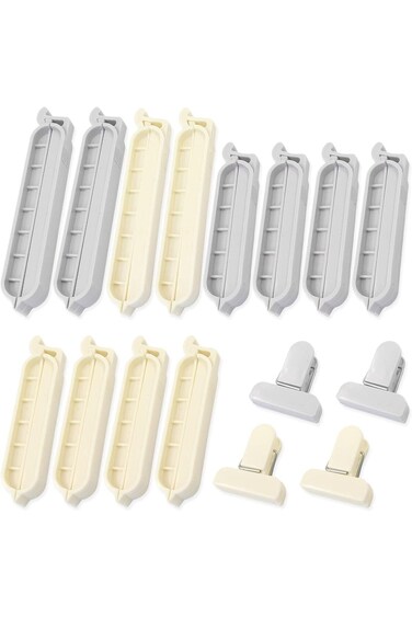 مشابك إغلاق أكياس إكسفور، 16 قطعة، مشابك إغلاق الطعام، مشابك بلاستيكية محكمة الغلق، مشابك مقاومة للرطوبة