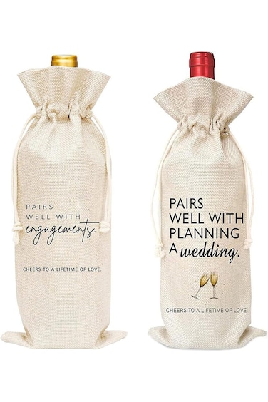 Wedding Wine Bags Engagement Party Decor, Engagement Wine Bottle Gift Bag With Drawstring, Wine Bag
