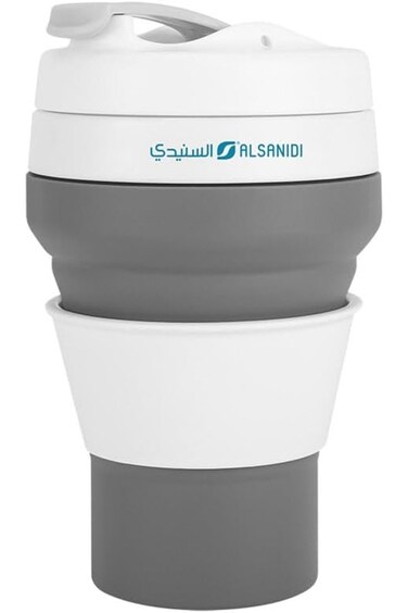 Al Sanidi Silicone Tea and Coffee Mug, Coffee Mug for Trips and Travel, 600 ml Capacity, Grey