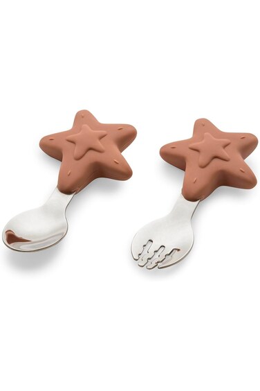 Citron - Silicone Training Spoon and Fork Set: Perfect Utensils for Your Little Learner - Stars