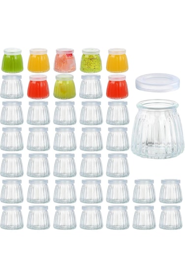 NALACAL 10-Pack 100ml Clear Glass Yogurt and Pudding Jars with PE Lids &ndash; Versatile Storage Containe