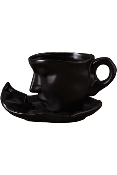TOUBE Ceramic Mug Creative Face Shape Porcelain Cup And Saucer Ceramics Tea Cup Ceramic Coffee Cups