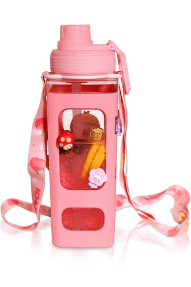 Aputue Water Bottle for Girls, 700ml Portable Cute Kids Water Bottles with Straw, Suitable for Scho