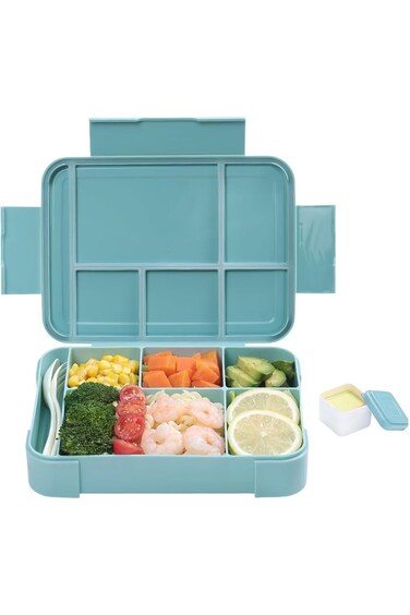 Goodun Bento Box Kid Lunch Box, 1450ml Large Leakproof 6 Compartments Kids Lunchbox, Sauce Containe