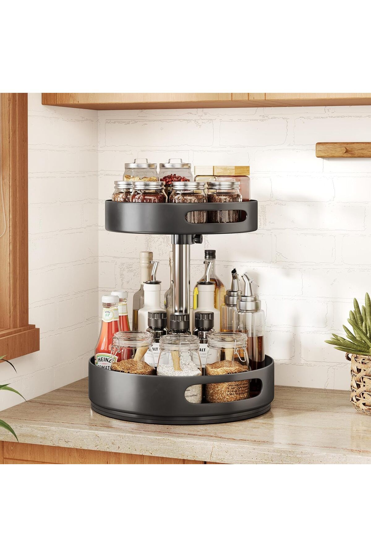 Buy U HOOME Lazy Susan Spice Rack Turntable, 2 Tier Rotating Seasoning ...