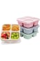 KOWVOWZ 4 PCS Divided Bento Snack Containers, 4 Compartment Food Storage Containers, Reusable Bento