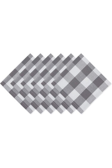 DII Buffalo Check Collection, Classic Farmhouse Tabletop Set, Napkin Set, 20x20, Gray &amp; White, 6 Pi