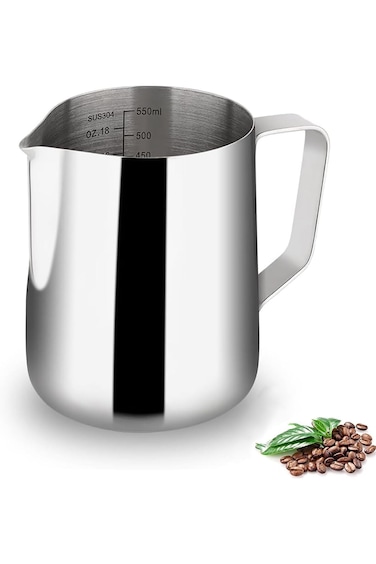 Tazweeq Milk Frothing Pitchers, 600ML Stainless Steel Steaming Pitchers, Steamer Cup Milk Jug, Capp