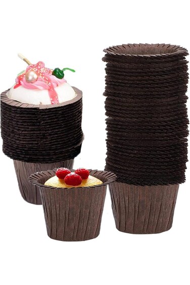 Duomama 30pcs Coffee Brown Cupcake Liners for Party Decoration and DIY Baking - Disposable Muffin C