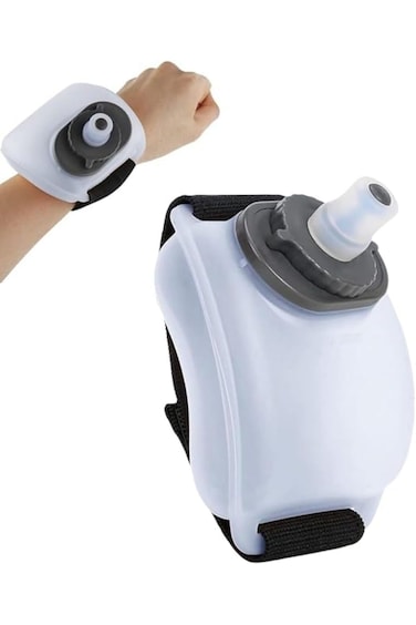 7oz/200ml Sports Wrist Water Bottle,Wearable HandsFree Silicone Portable Water Bottle,White Leakpro