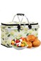 Joyzzz Insulated Picnic Basket, Large-Capacity, Portable &amp; Collapsible, Spotted Print, Aluminum Fra