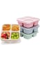YRQX 4 Pack Bento Lunch Box，4 Compartment Snack Containers，Divided Bento Snack Box，Meal Prep Contai
