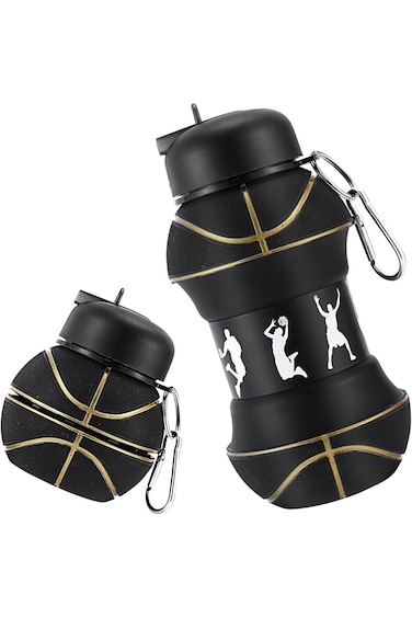 Azonee Collapsible Water Bottle, Kids Sports Ball Shaped Drinking Cup Foldable BPA Free Leakproof L