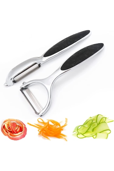 مقشرة خضراوات من تازويق، قطعتين، للمطبخ، مقشرة فواكه وبطاطس وجزر وتفاح، قبضة جيدة ومتينة