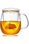 Glass Tea Cup with Infuser and Lid, 18 ounce Glass Tea Cups with Strainer, Loose Leaf Tea Cup Mug f