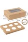 ELECDON Cupcake Box 6 Cavities, 10pcs Kraft Paper Standard Cupcakes, Brown Cupcake Containers with