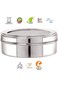 Set of 3 Multipurpose Stainless Steel Flat Canisters with See-Through Glass Lids - Stainless Steel