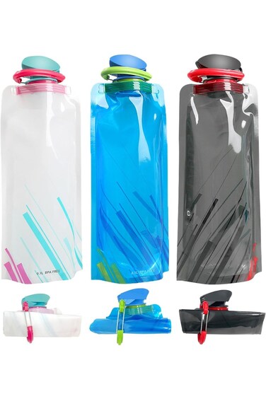 زجاجة مياه كبيرة قابلة للطي من NALACAL (عبوة من 6 قطع) سعة 700 مل، زجاجة مياه قابلة للطي بالكامل، زجاجة مياه محمولة