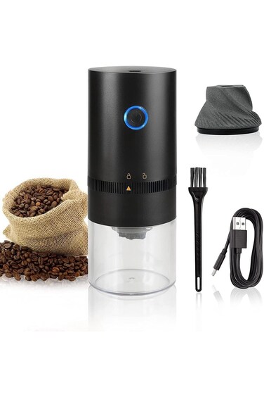 TRASSLE Portable Electric Burr Coffee Grinder, 4 Cups Small Automatic Conical Burr Grinder Coffee B