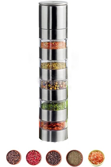 Tazweeq Portable Travel Spice Kit, Modular Travel Spice Containers, 5-in-1 Spice Salt and Pepper Gr