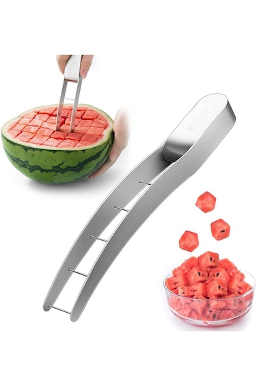 KASTWAVE Stainless Steel Watermelon Slicer, Cube Cutter Corer Fruit Vegetable Tools, Quickly Safe C