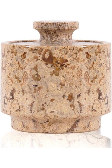 MARBLOUS KRAFTS 3" x 3" marble salt celler with lid 3.5oz, herb pot &amp; candy bowl for modern kitchen