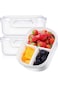 2 Pack 3-Compartment Snack Containers for Kids, Reusable Mini Bento Lunch Box with Dividers, Ideal