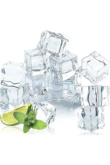 50 Pcs Reusable Plastic Ice Cubes,Clear Acrylic Fake Ice Cubes,Artificial Square Crystal Fake Ice C