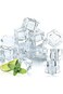 50 Pcs Reusable Plastic Ice Cubes,Clear Acrylic Fake Ice Cubes,Artificial Square Crystal Fake Ice C