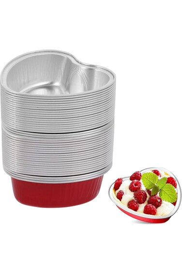 20 Pack Heart Shaped Cake Pans,3.5 oz Aluminum Foil Cake Pan,Disposable Baking Cake Mold Cupcake Pa