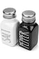 Oasisgalore Farmhouse Ceramic Salt and Pepper Shaker Set with Extra Lids. Black Pepper and White Sa