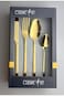 Cuisine Art Ezra 16 Piece Stainless Steel Cutlery Set, Shiny Gold    Flatware Set Timeless Elegance