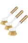 3 Pack Bamboo Brush with Long Handle for Dishes,Floor Scrubbers Cleaning Small Bottle Scrub Dishes