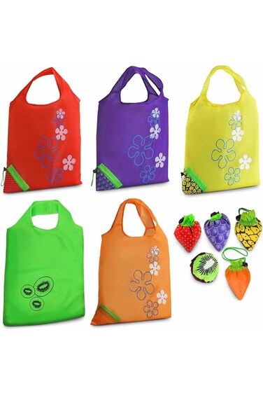 Tazweeq Cute Reusable Grocery Bags, Reusable Bags with Handles, Foldable Fruit Tote, Washable Groce