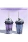 KASTWAVE Tumbler Double Wall Plastic Straw Cup, Reusable 13 oz Plastic Space Tumbler Cup Water Bott