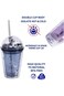 KASTWAVE Tumbler Double Wall Plastic Straw Cup, Reusable 13 oz Plastic Space Tumbler Cup Water Bott