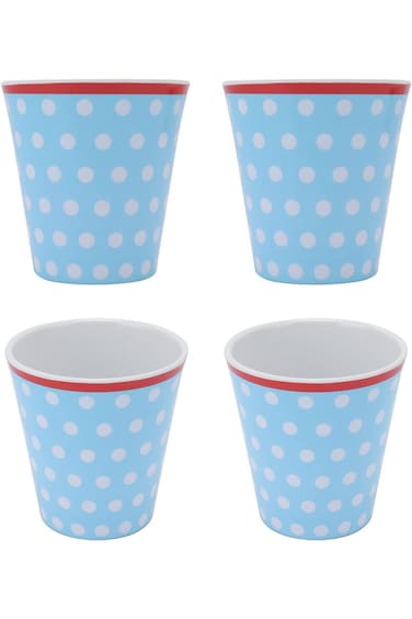 01 Coffee Mug Set, Tea Cup 4Pcs/Set Easy To Clean Light Blue Dot Pattern for Milk Water Beverage Te