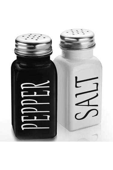 Salt and Pepper Shakers Set -DWTS DANWEITESI Cute Salt Shakers - Vintage Glass Black and White Shak