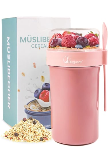 AXIYIBZI Overnight Oats Jars 760ML + 230ML, Overnight Oats Container with Lid and Spoon, Leak-Proof