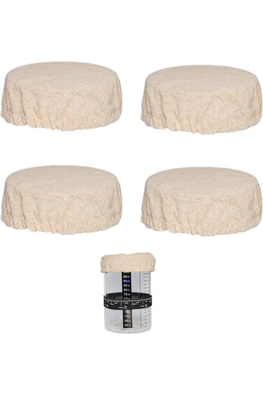 TERESRY Sourdough Starter Jar Cover Cloth, Reusable Linen Covers for Sourdough Starter Container, B