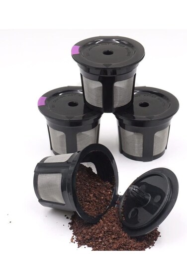 كبسولات قهوة قابلة لإعادة التعبئة، 4 قطع من فلاتر كبسولات القهوة القابلة لإعادة التعبئة من الفولاذ المقاوم للصدأ، قابلة لإعادة الاستخدام K C