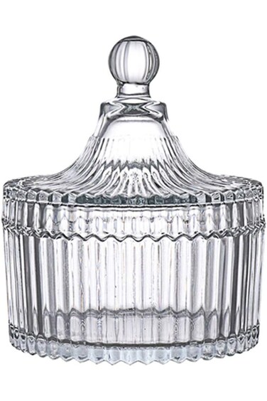 Upstore GO2CAMPS Alsaqer 300ml/10oz Tent Shaped Crystal Glass Candy Dish with Lid Candy Box Sugar B